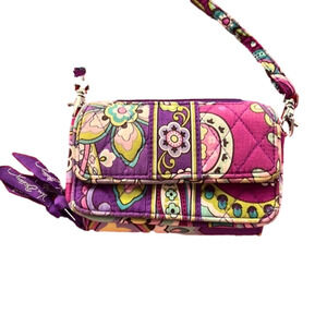Vera Bradley Cross Body Wallet, Adj Strap, Length 6”, Vertical 4”, Width 1”